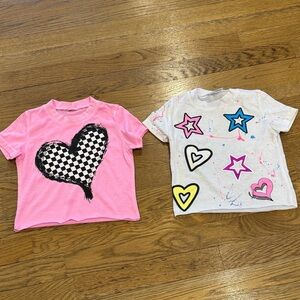 Firehouse Pink and White Kids T-Shirts with Heart and Star Designs 2/3T